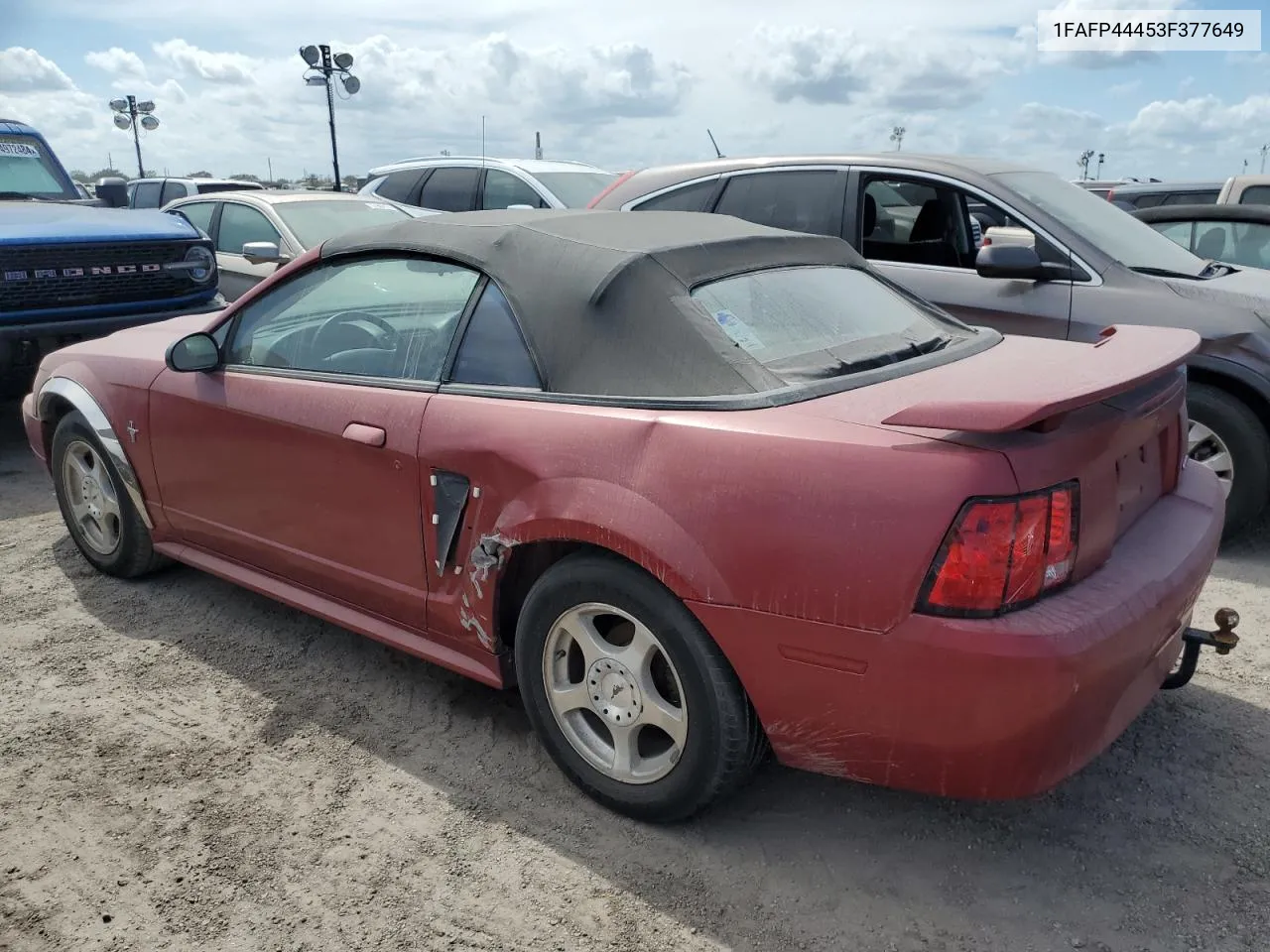 2003 Ford Mustang VIN: 1FAFP44453F377649 Lot: 75000254