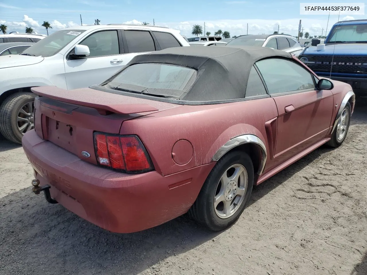 2003 Ford Mustang VIN: 1FAFP44453F377649 Lot: 75000254