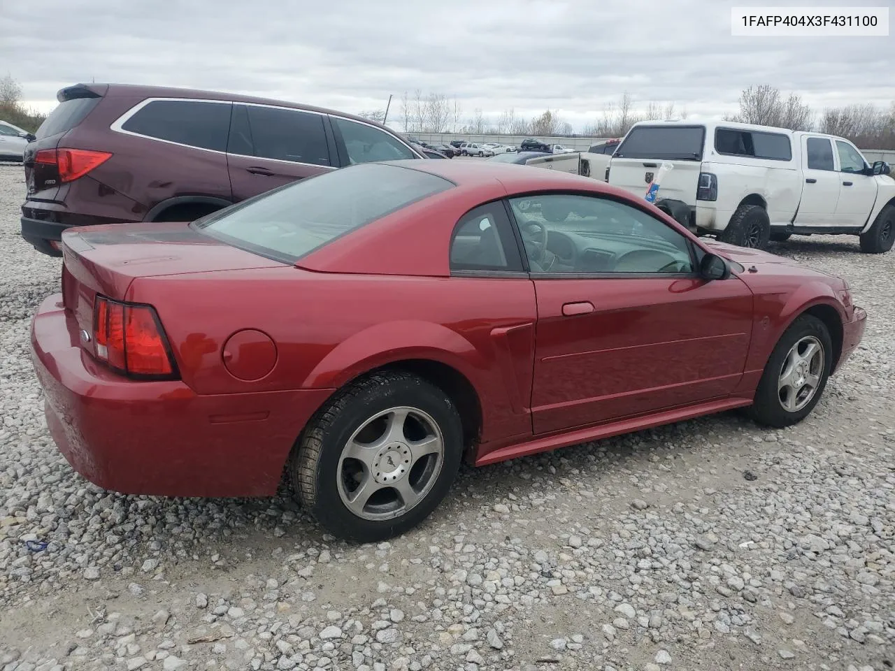 2003 Ford Mustang VIN: 1FAFP404X3F431100 Lot: 77641754