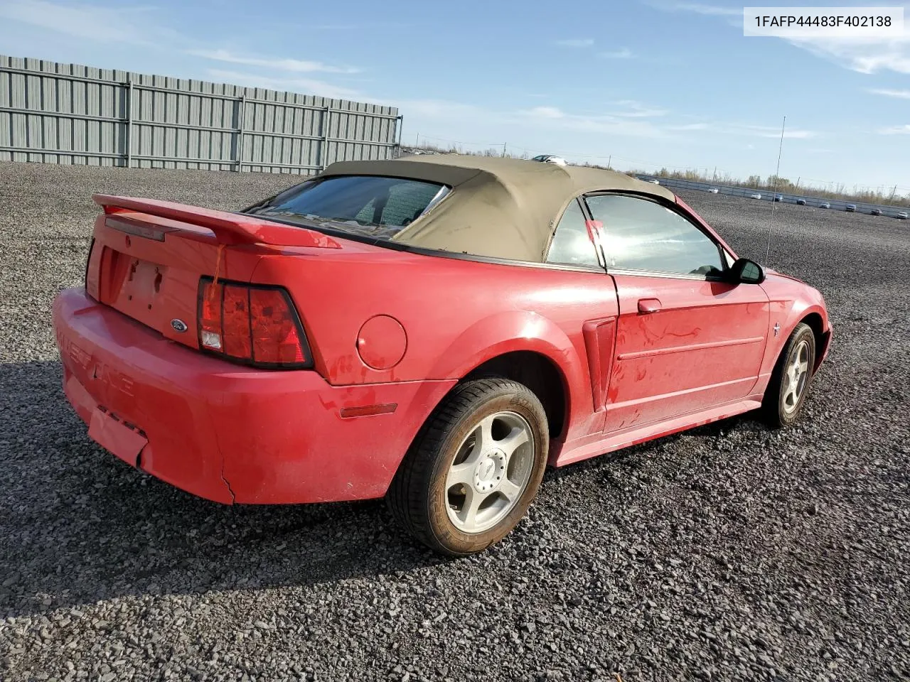 2003 Ford Mustang VIN: 1FAFP44483F402138 Lot: 77937624