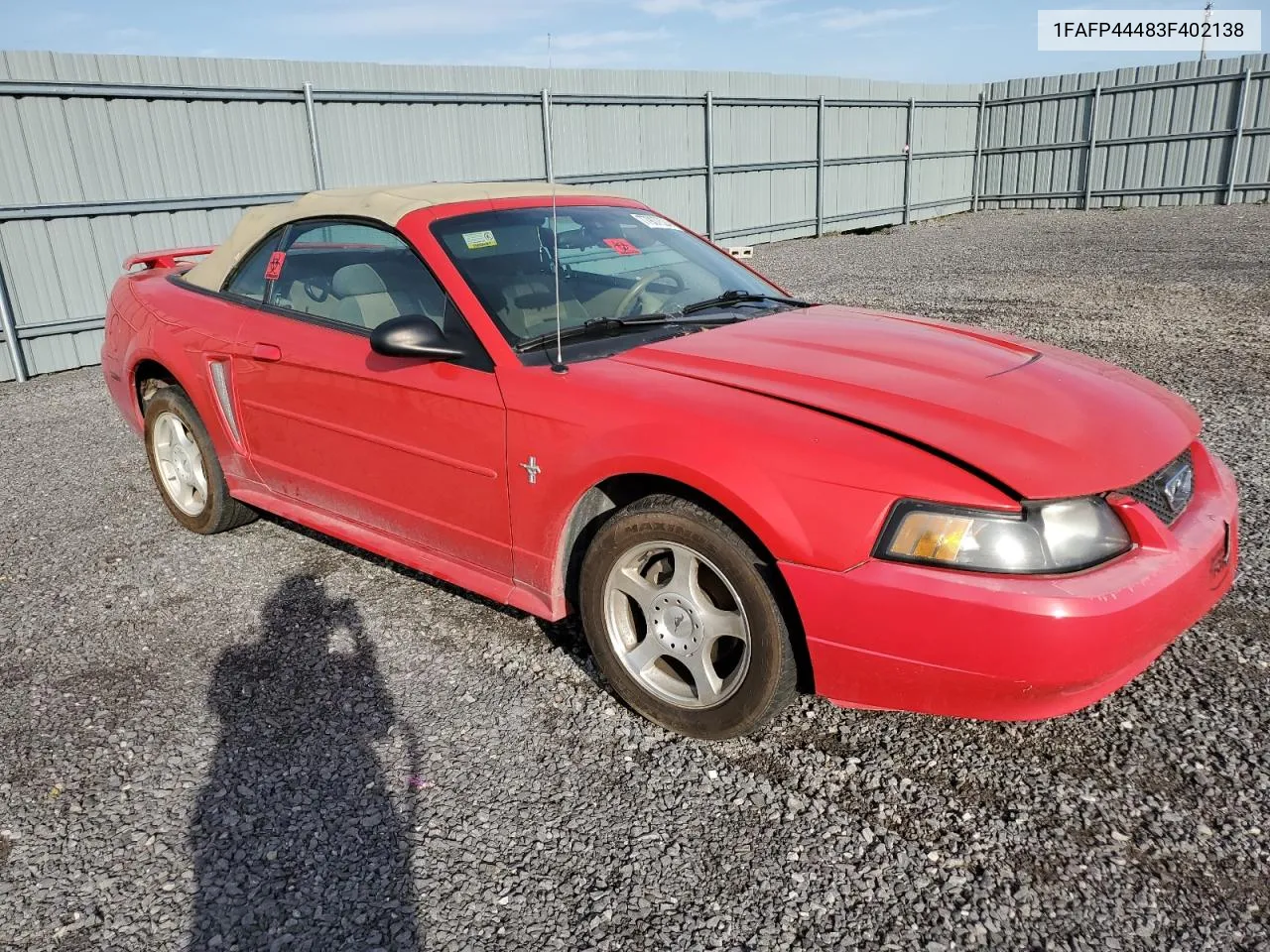 2003 Ford Mustang VIN: 1FAFP44483F402138 Lot: 77937624