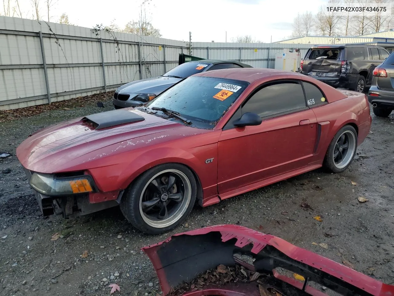 2003 Ford Mustang Gt VIN: 1FAFP42X03F434675 Lot: 79449964