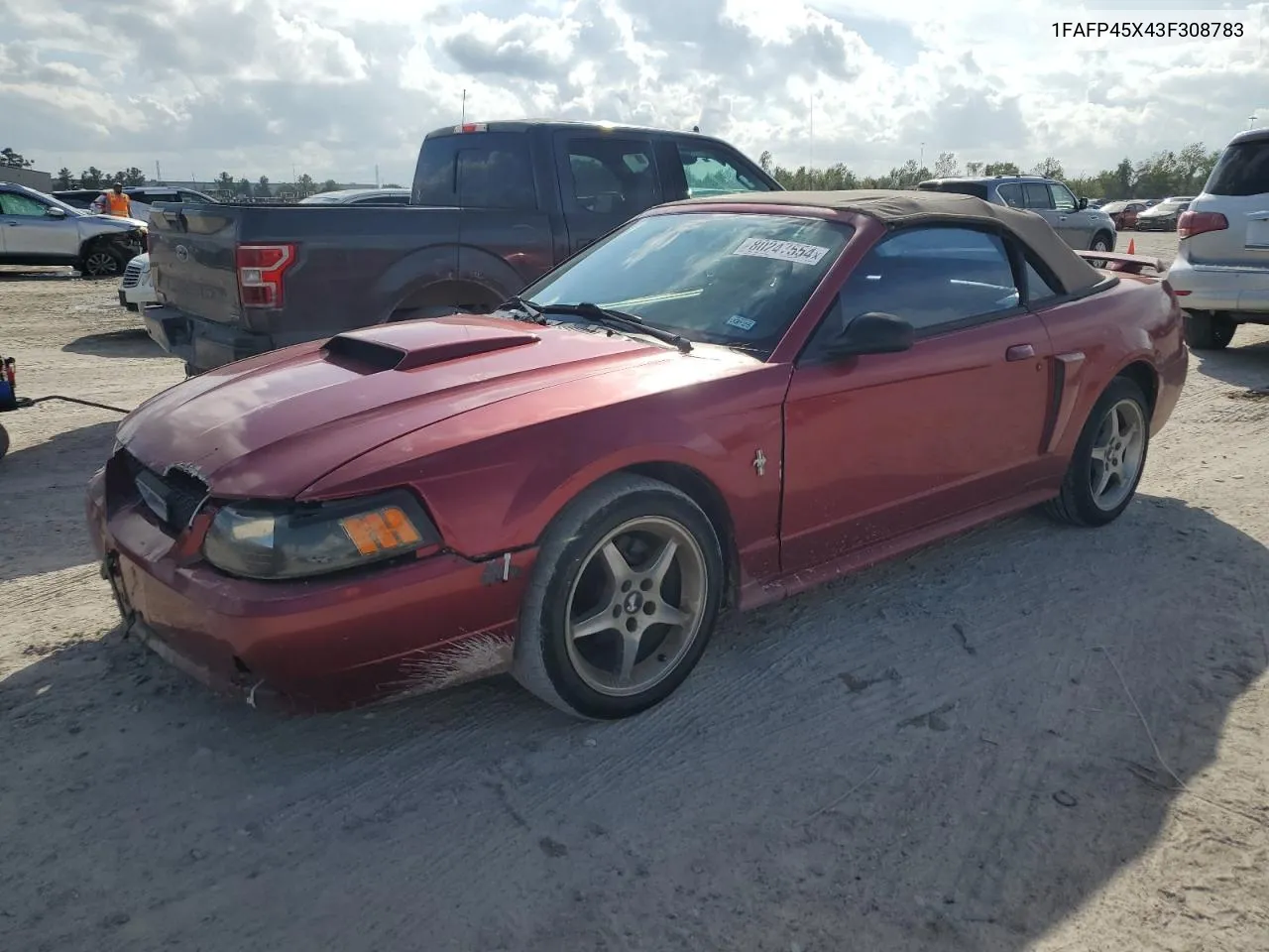 2003 Ford Mustang Gt VIN: 1FAFP45X43F308783 Lot: 80247554