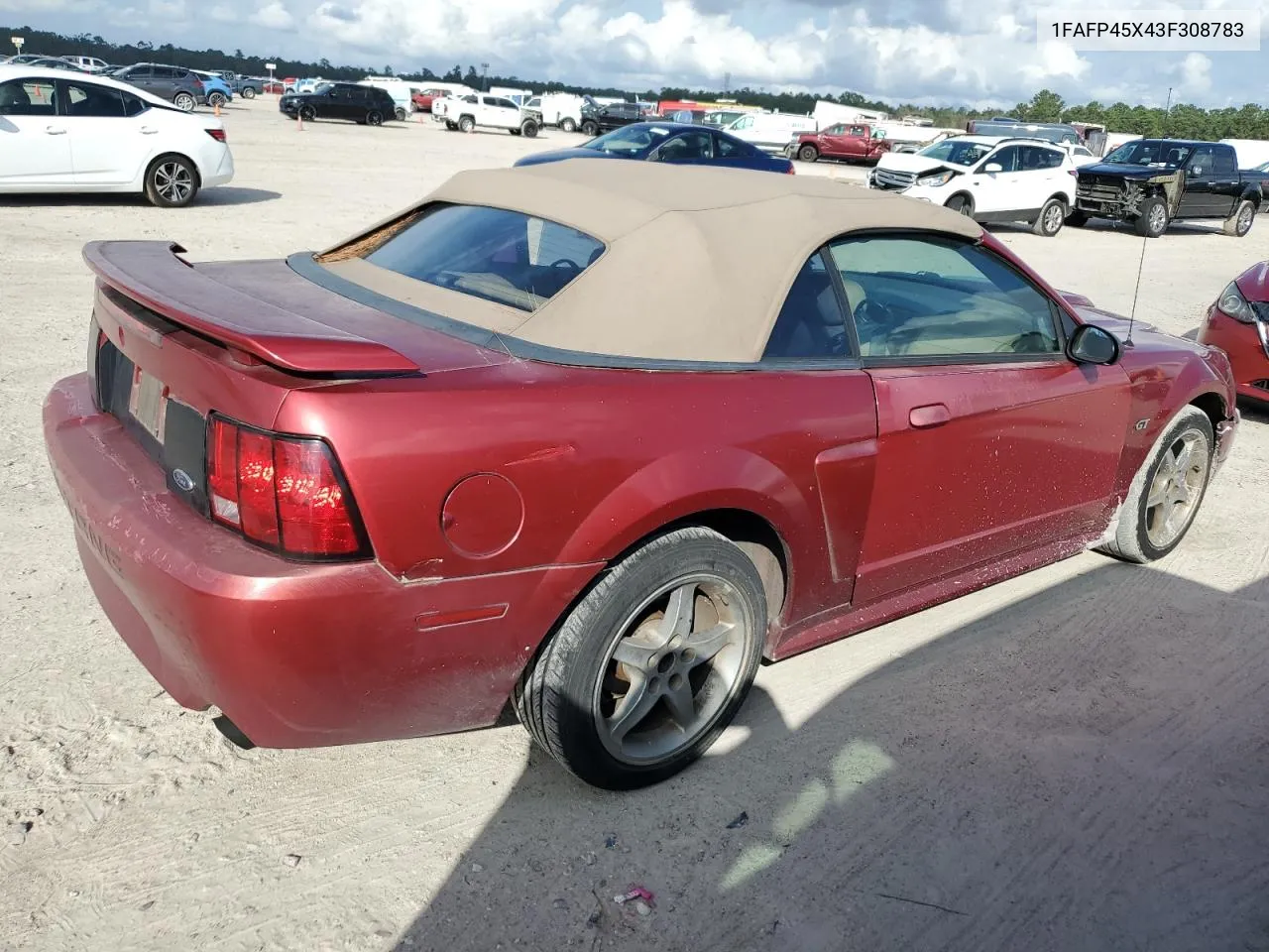 2003 Ford Mustang Gt VIN: 1FAFP45X43F308783 Lot: 80247554