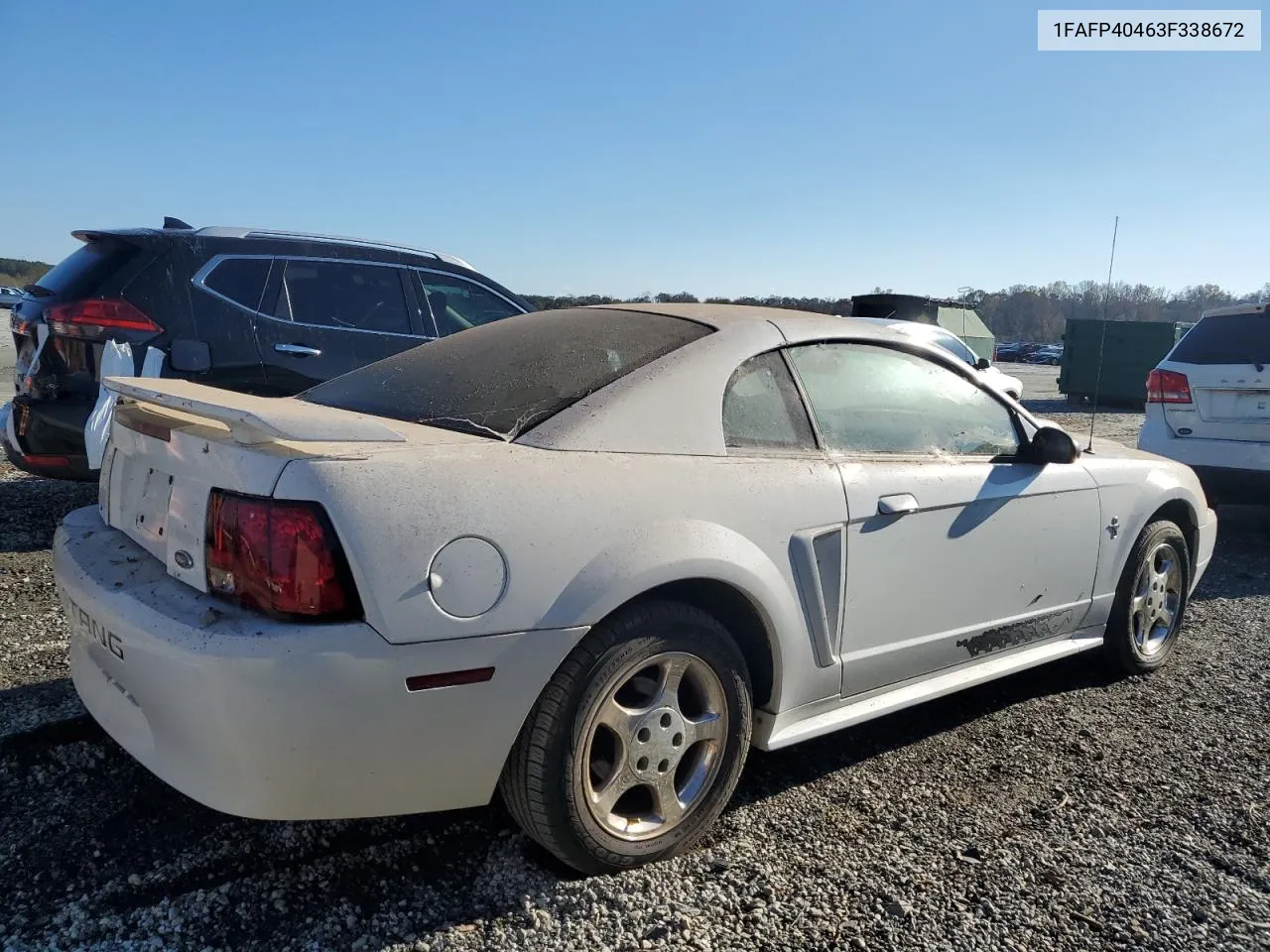 2003 Ford Mustang VIN: 1FAFP40463F338672 Lot: 80372504