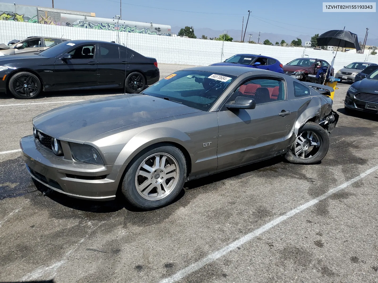 2005 Ford Mustang Gt VIN: 1ZVHT82H155193343 Lot: 66570684