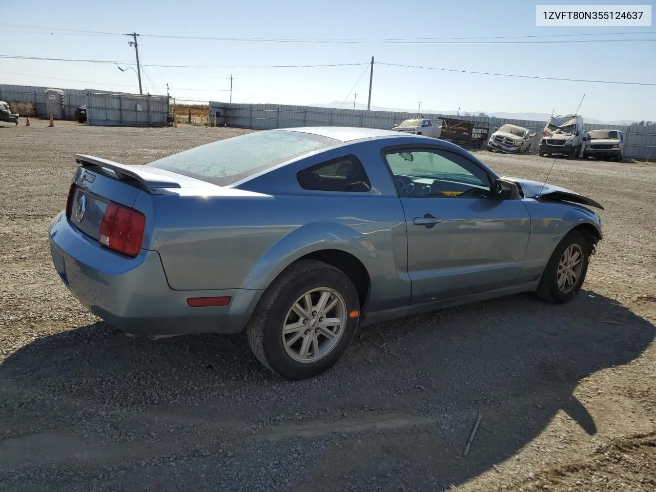 2005 Ford Mustang VIN: 1ZVFT80N355124637 Lot: 75329924