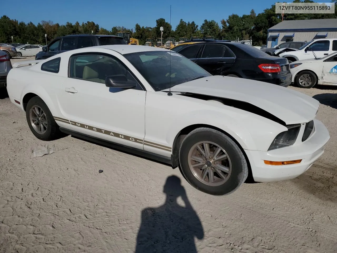 2005 Ford Mustang VIN: 1ZVFT80N955115893 Lot: 76986724