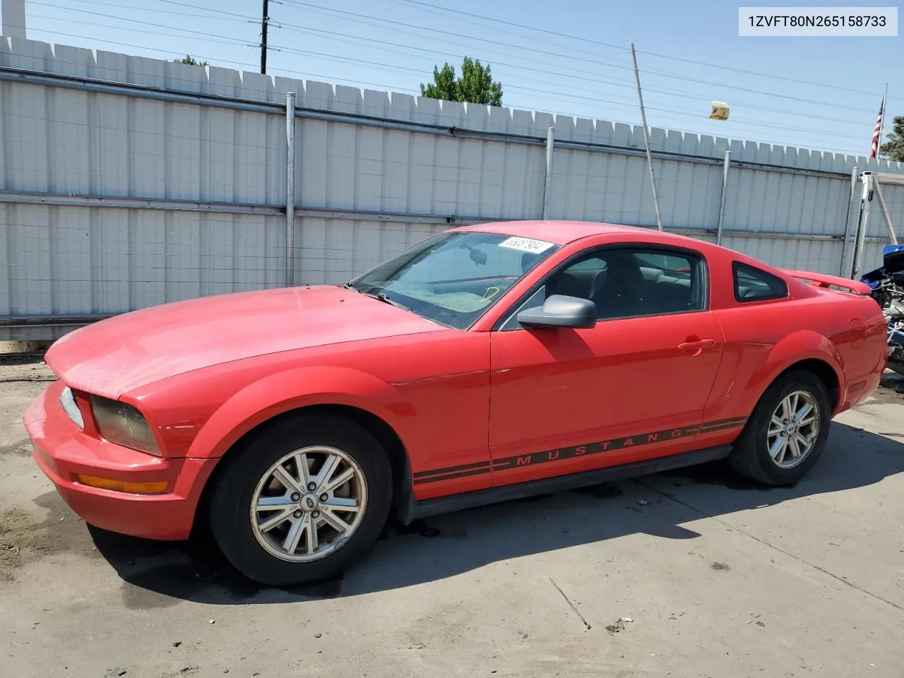 2006 Ford Mustang VIN: 1ZVFT80N265158733 Lot: 65087904