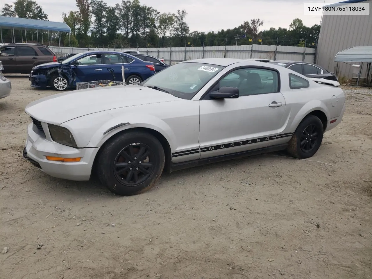 2006 Ford Mustang VIN: 1ZVFT80N765118034 Lot: 71408594