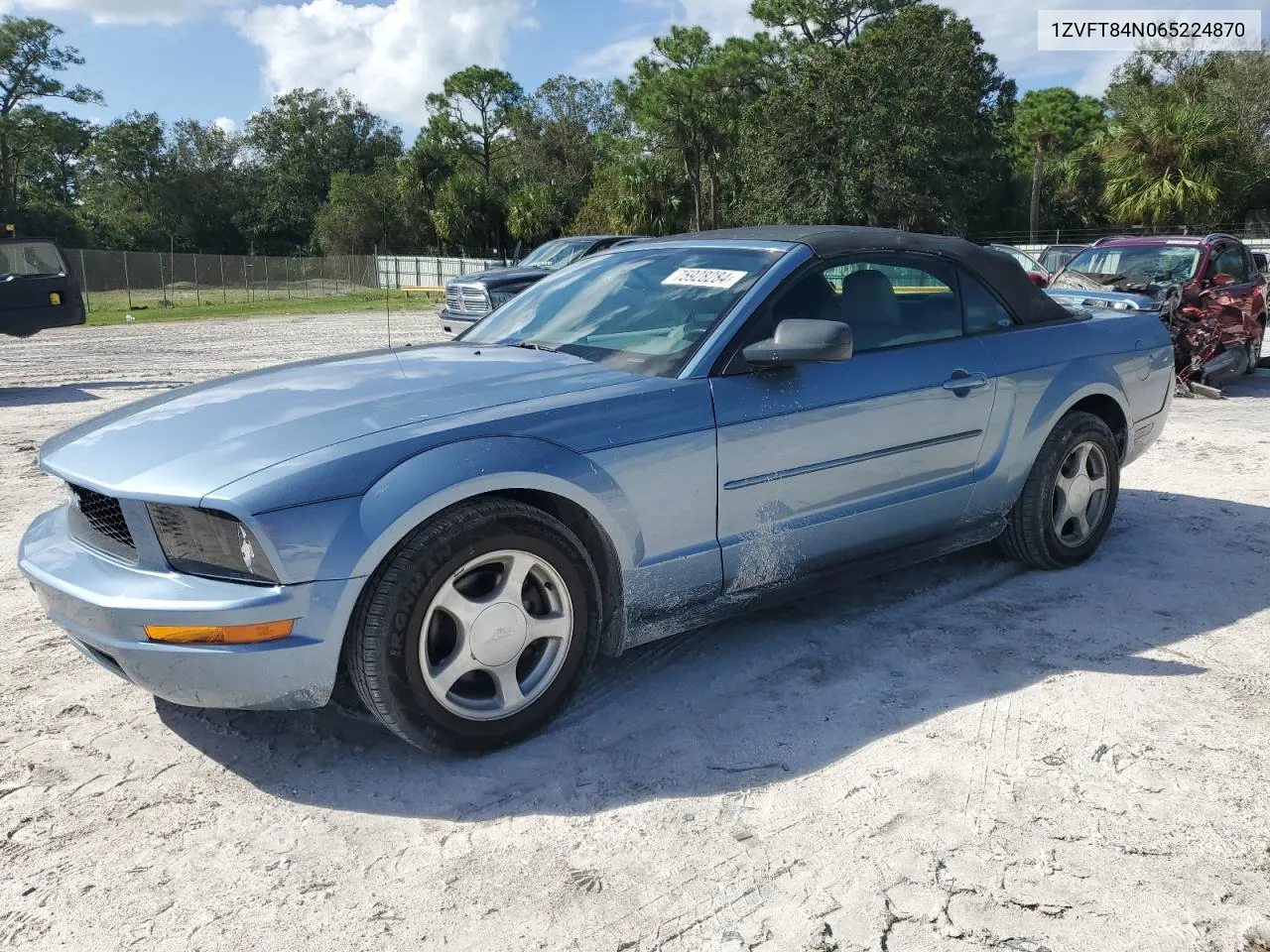 2006 Ford Mustang VIN: 1ZVFT84N065224870 Lot: 75928284