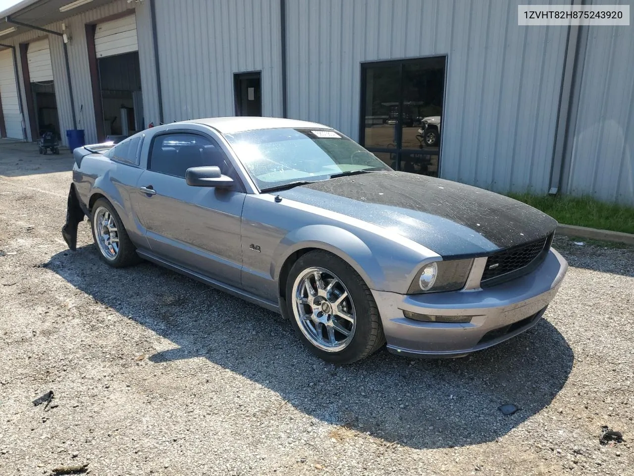 2007 Ford Mustang Gt VIN: 1ZVHT82H875243920 Lot: 68375604