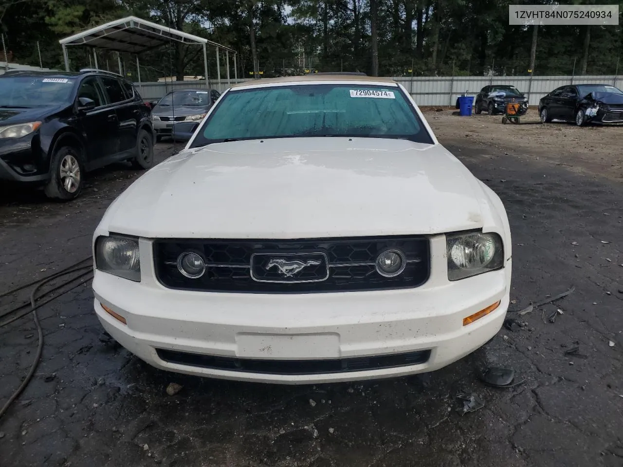 2007 Ford Mustang VIN: 1ZVHT84N075240934 Lot: 72904574