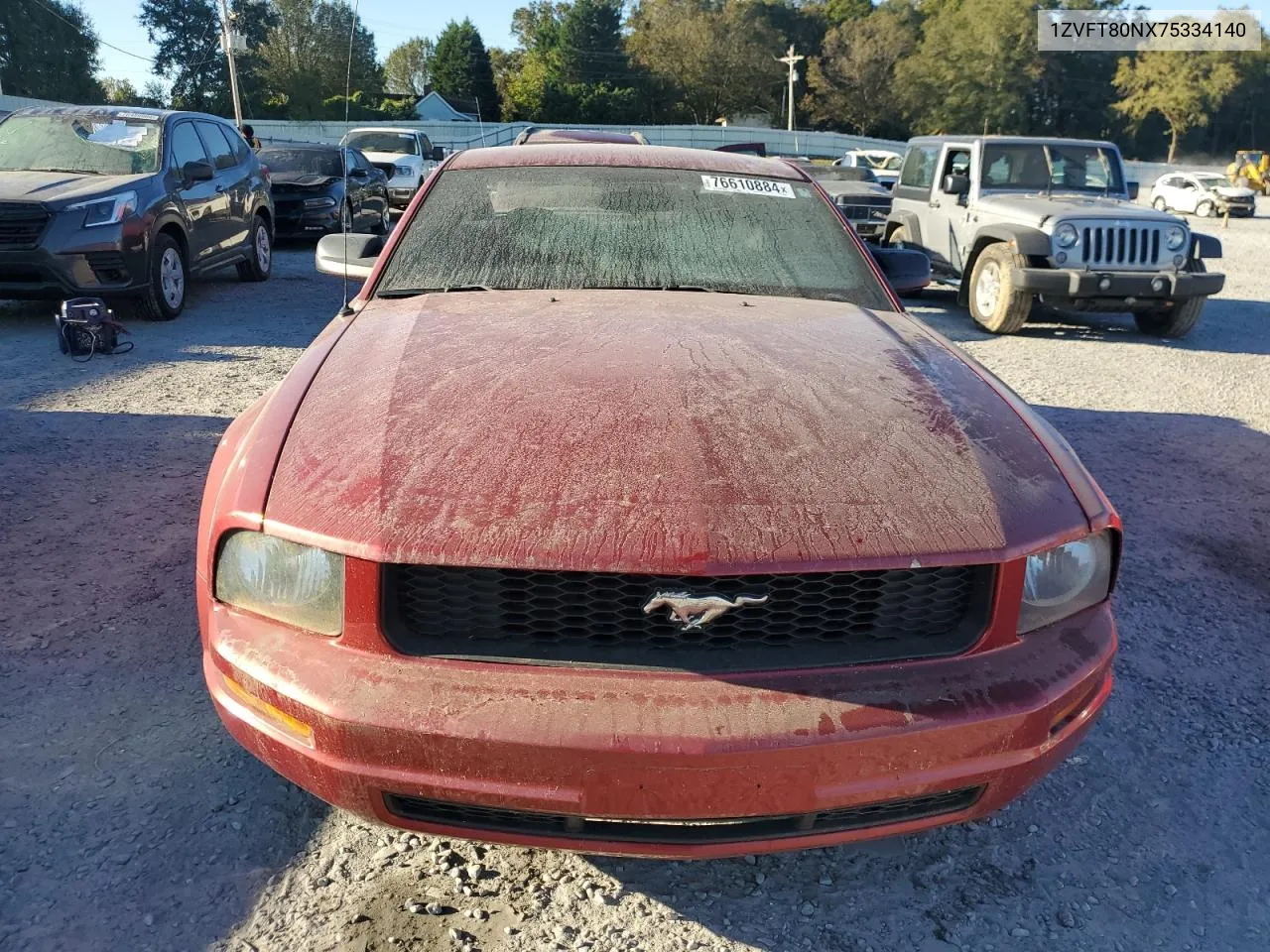 2007 Ford Mustang VIN: 1ZVFT80NX75334140 Lot: 76610884