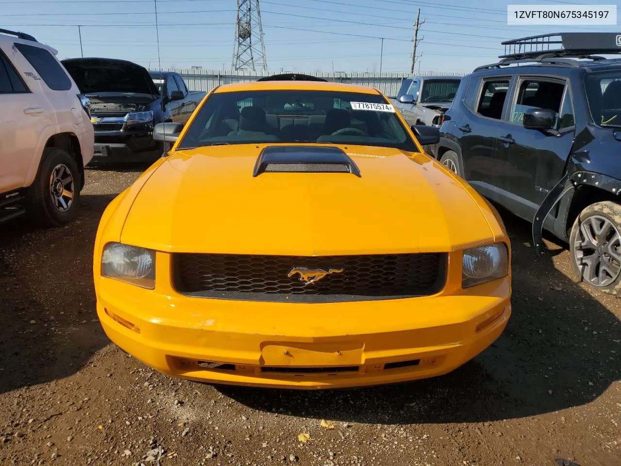 2007 Ford Mustang VIN: 1ZVFT80N675345197 Lot: 77875574