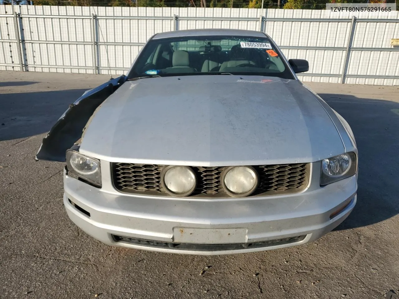 2007 Ford Mustang VIN: 1ZVFT80N575291665 Lot: 78053994