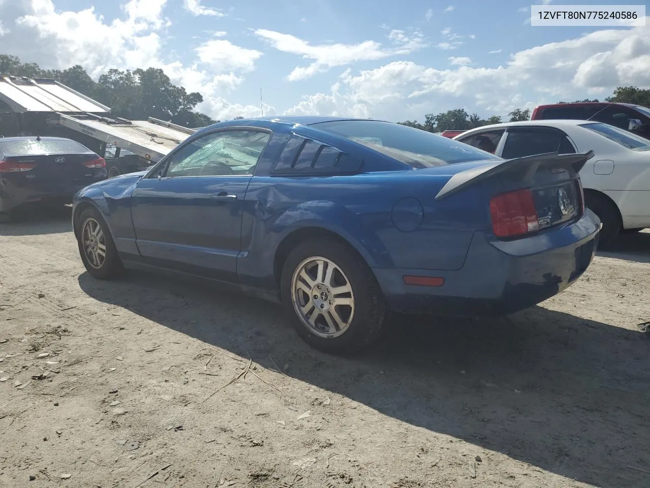 2007 Ford Mustang VIN: 1ZVFT80N775240586 Lot: 78395604