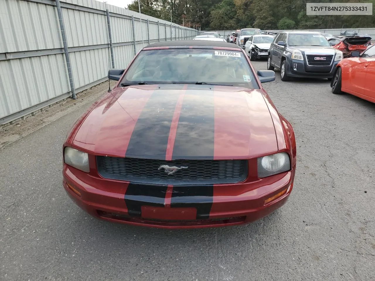 2007 Ford Mustang VIN: 1ZVFT84N275333431 Lot: 78729984