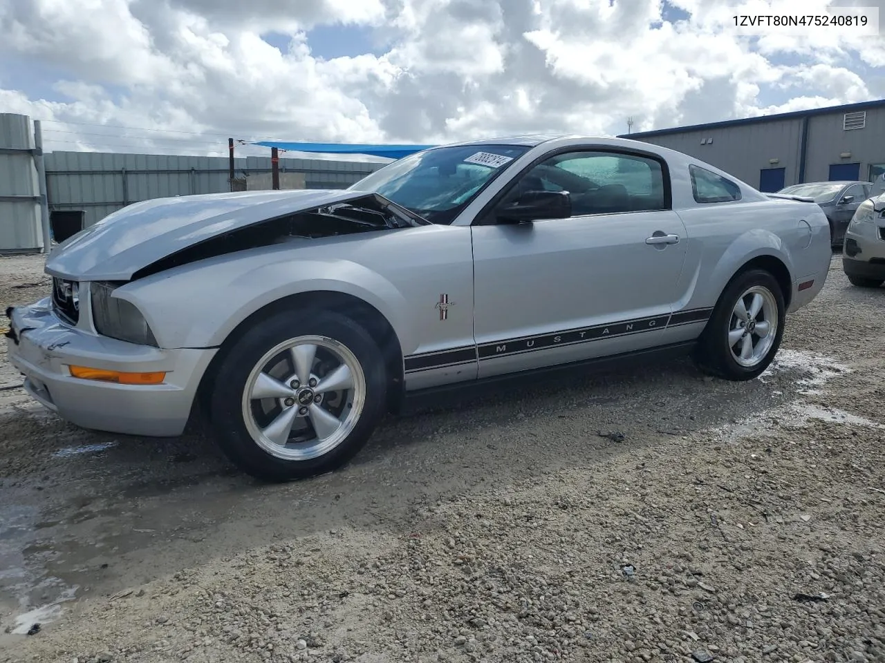 2007 Ford Mustang VIN: 1ZVFT80N475240819 Lot: 78882814