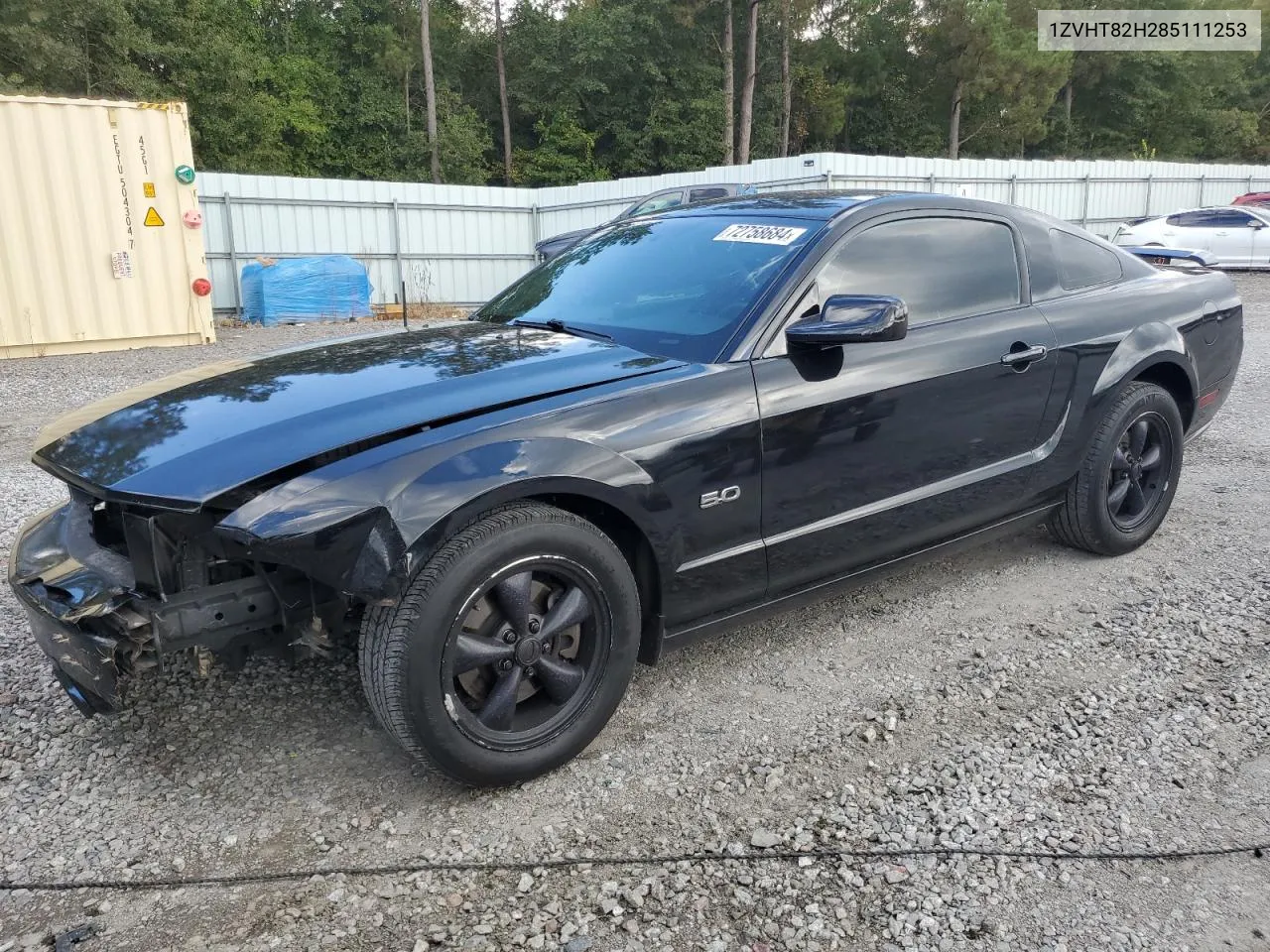 2008 Ford Mustang Gt VIN: 1ZVHT82H285111253 Lot: 72758684