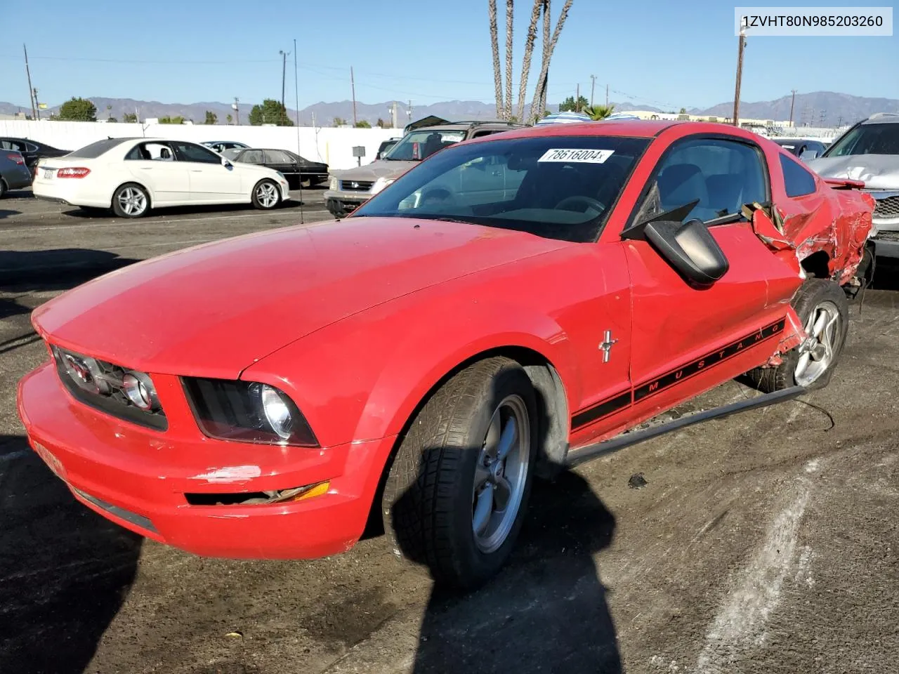 2008 Ford Mustang VIN: 1ZVHT80N985203260 Lot: 78616004