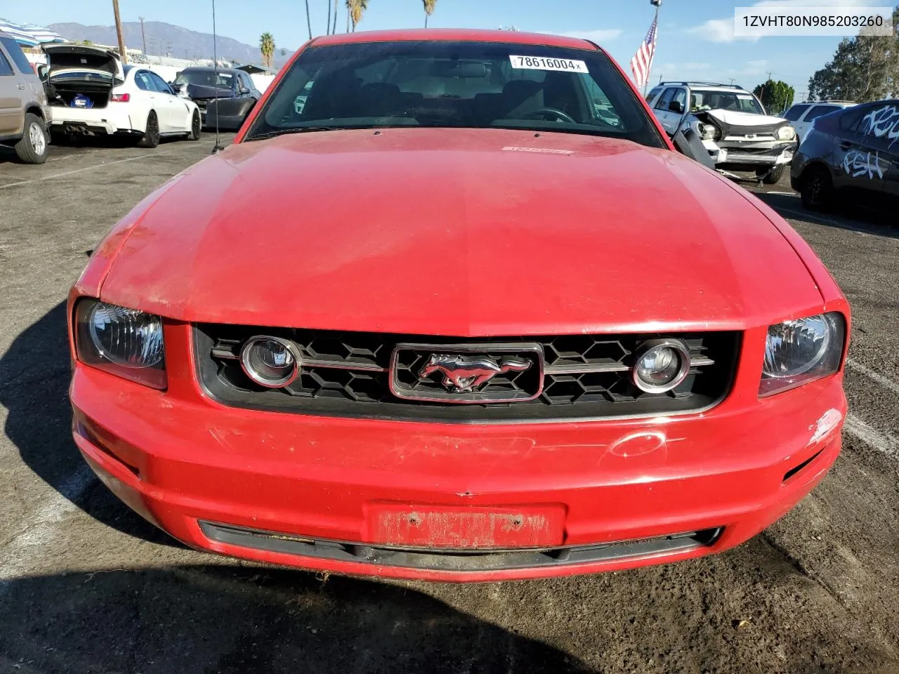 2008 Ford Mustang VIN: 1ZVHT80N985203260 Lot: 78616004