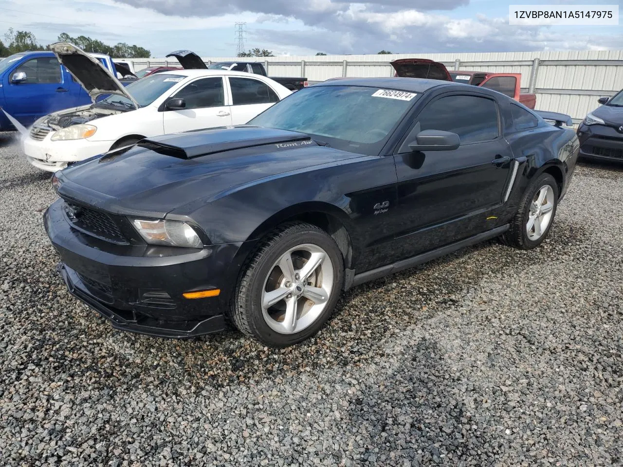 2010 Ford Mustang VIN: 1ZVBP8AN1A5147975 Lot: 76624974