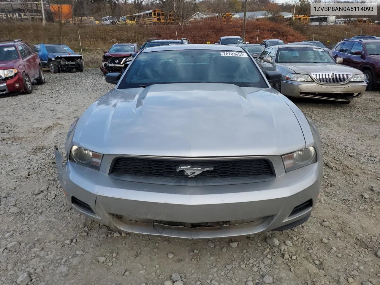 2010 Ford Mustang VIN: 1ZVBP8AN0A5114093 Lot: 78703654