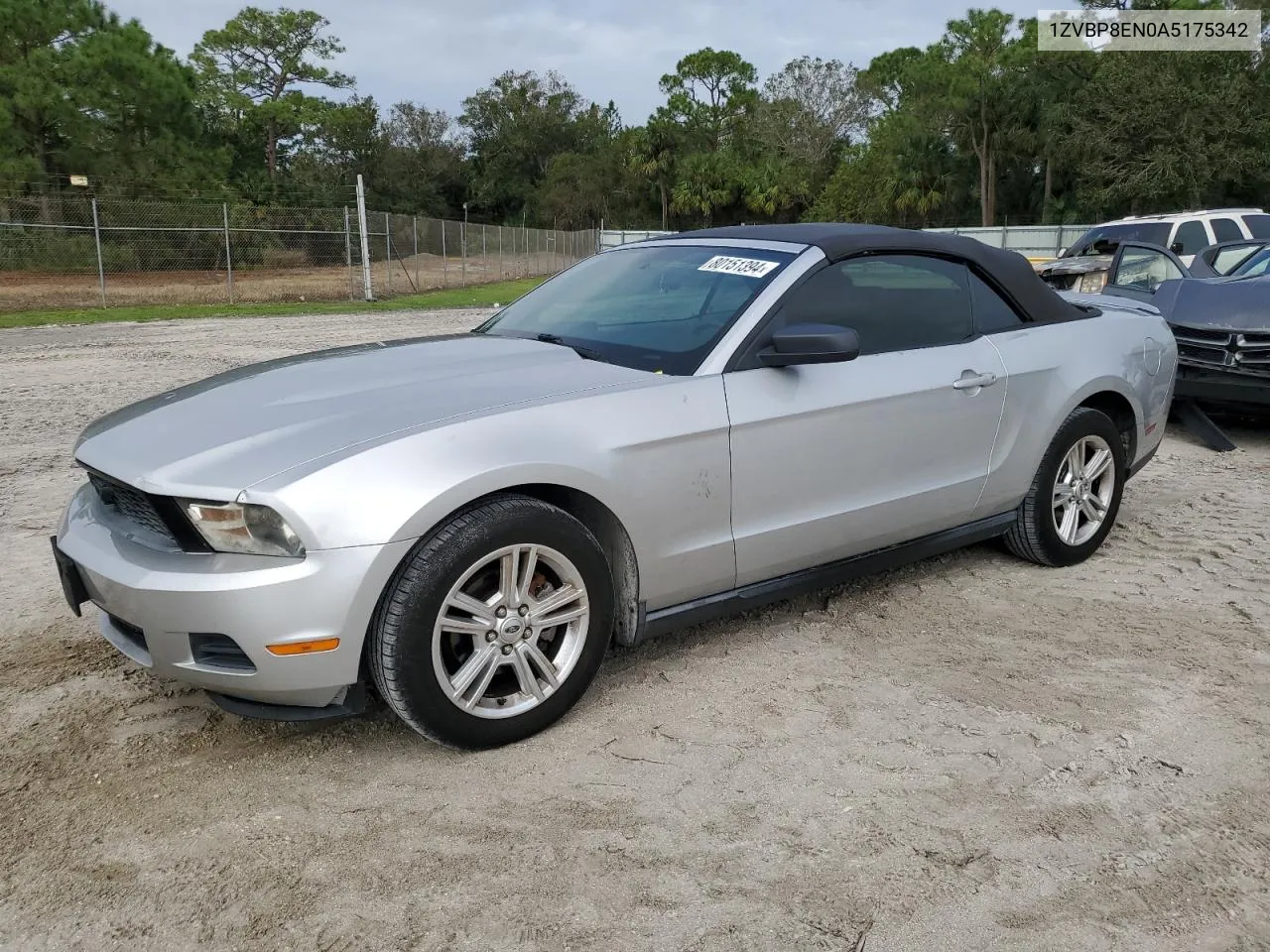 2010 Ford Mustang VIN: 1ZVBP8EN0A5175342 Lot: 80151394