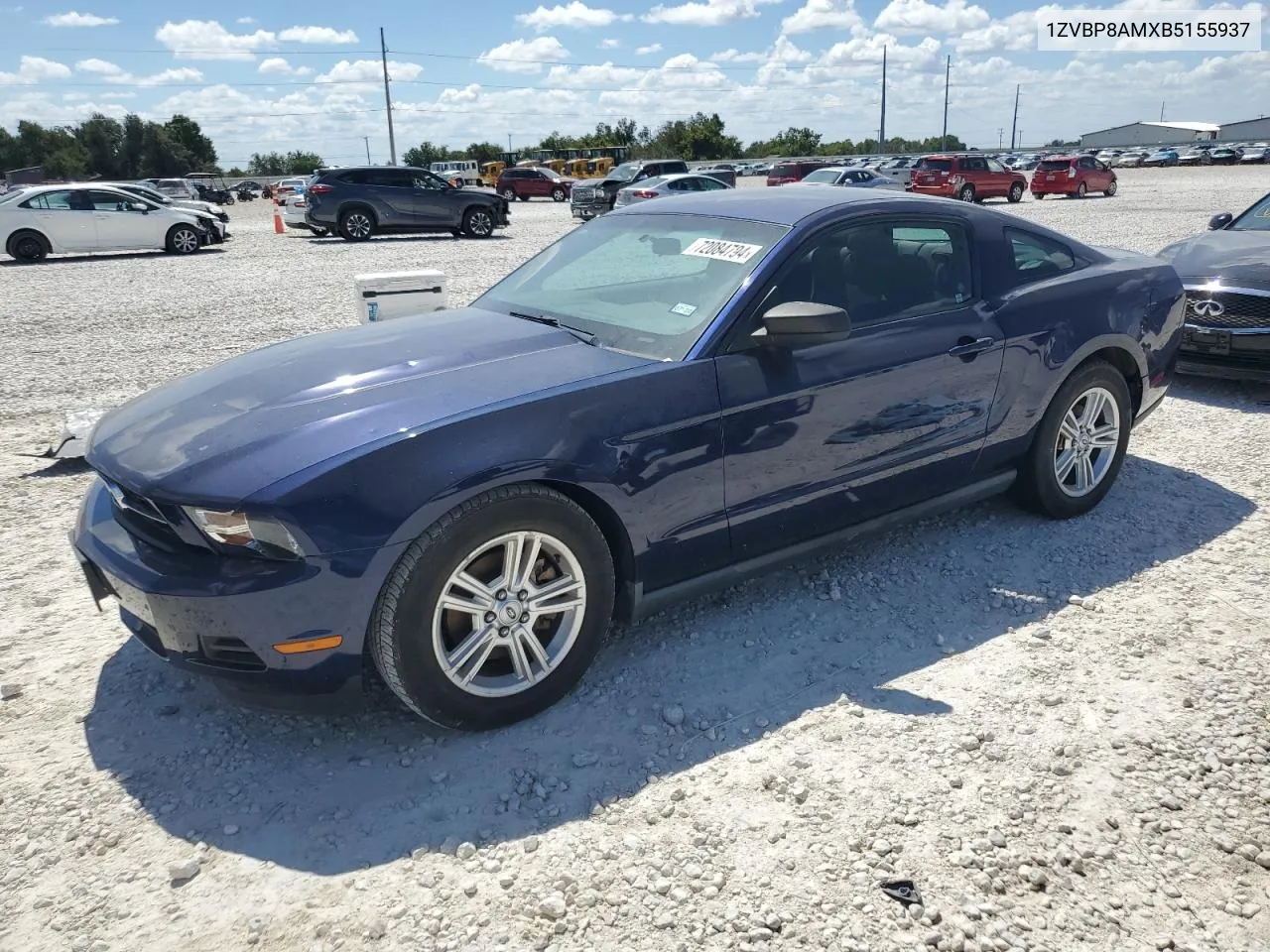 2011 Ford Mustang VIN: 1ZVBP8AMXB5155937 Lot: 72084794