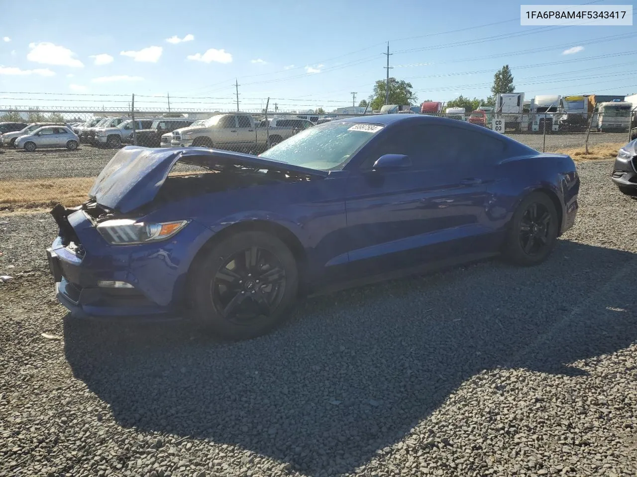 2015 Ford Mustang VIN: 1FA6P8AM4F5343417 Lot: 59997584