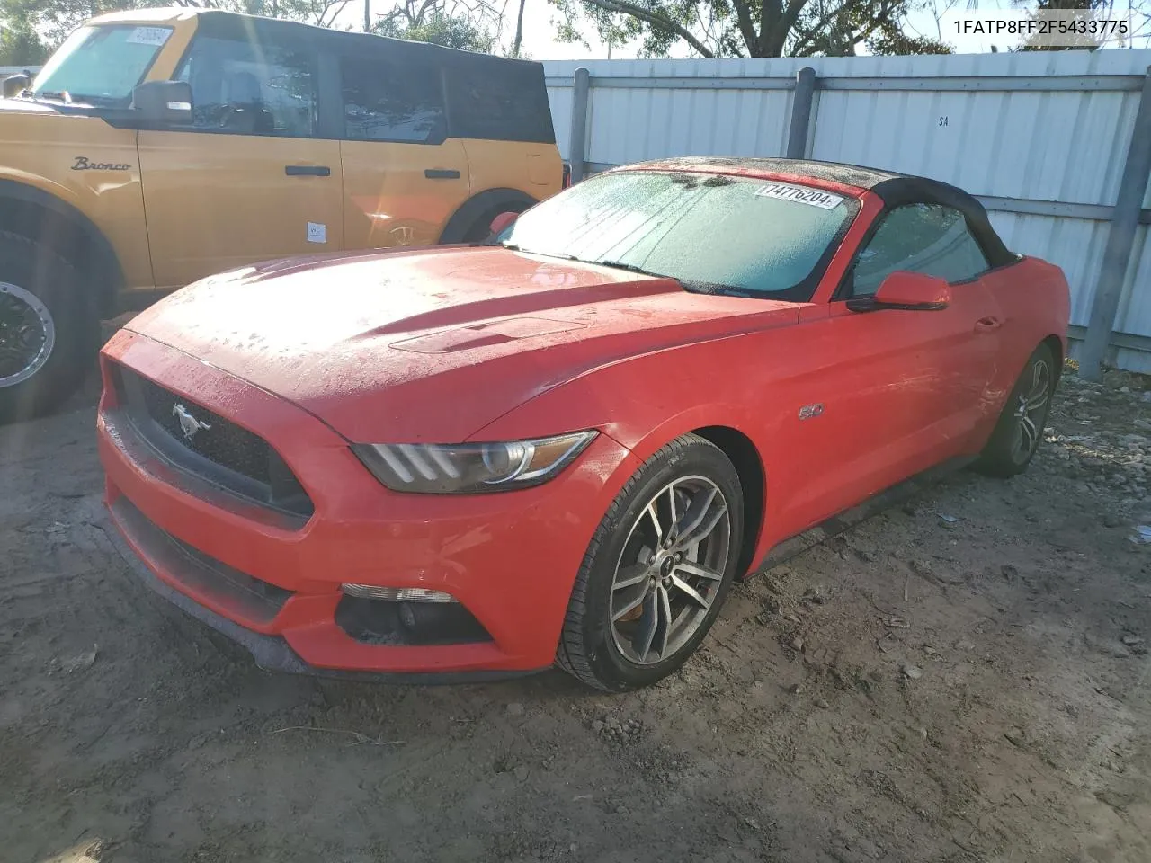 2015 Ford Mustang Gt VIN: 1FATP8FF2F5433775 Lot: 74776204