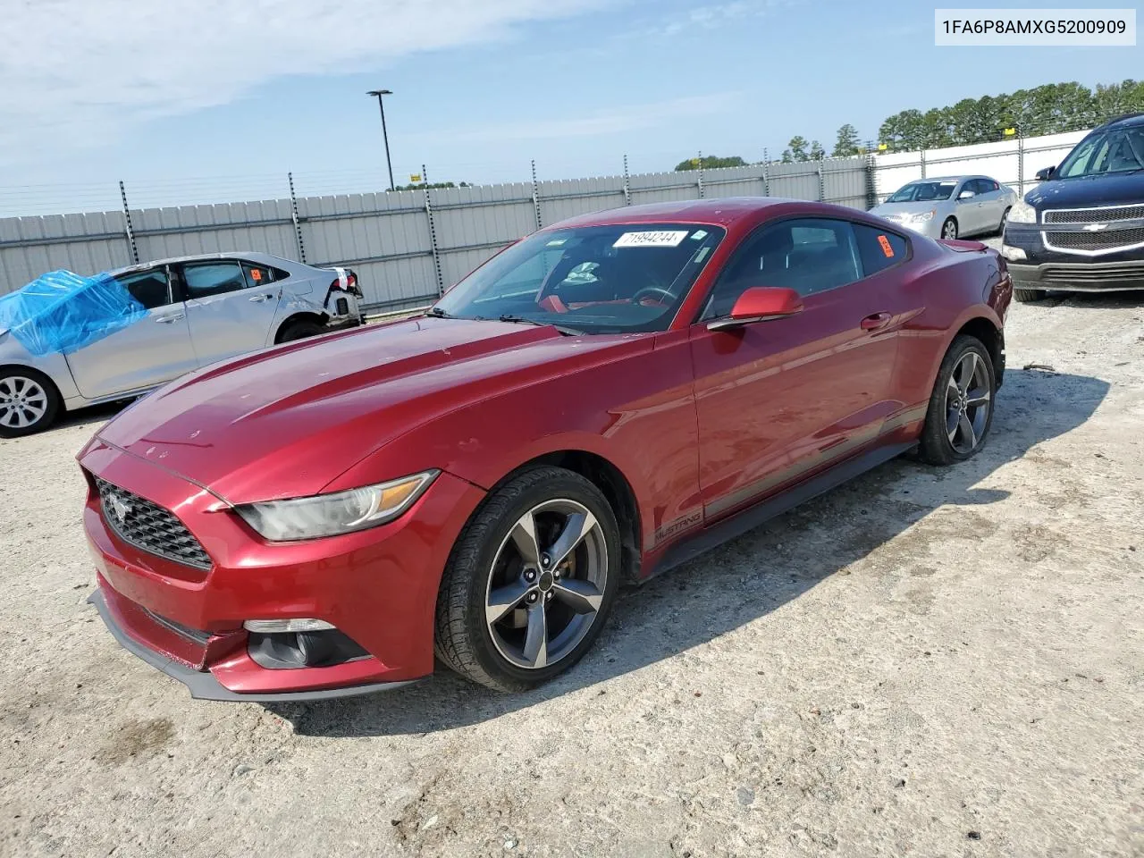 2016 Ford Mustang VIN: 1FA6P8AMXG5200909 Lot: 71994244