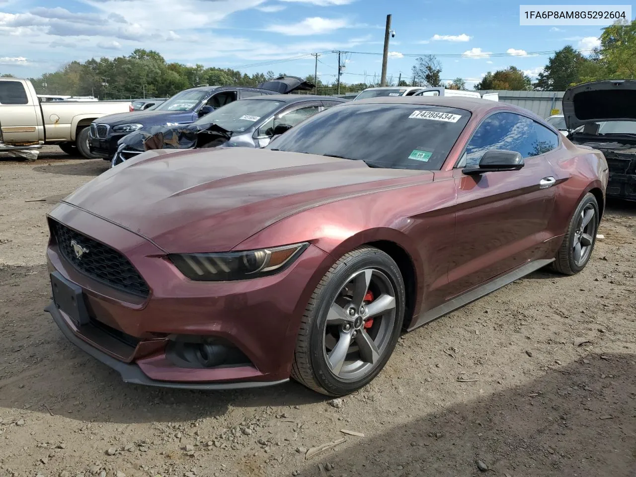 2016 Ford Mustang VIN: 1FA6P8AM8G5292604 Lot: 74288434