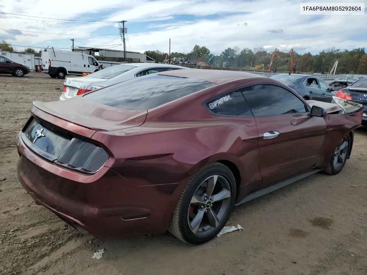 2016 Ford Mustang VIN: 1FA6P8AM8G5292604 Lot: 74288434