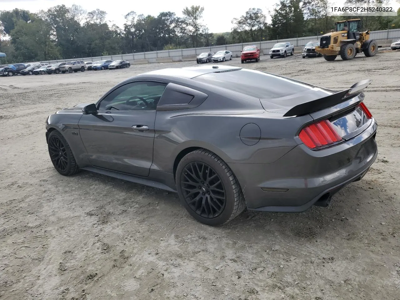 2017 Ford Mustang Gt VIN: 1FA6P8CF2H5240322 Lot: 72228524