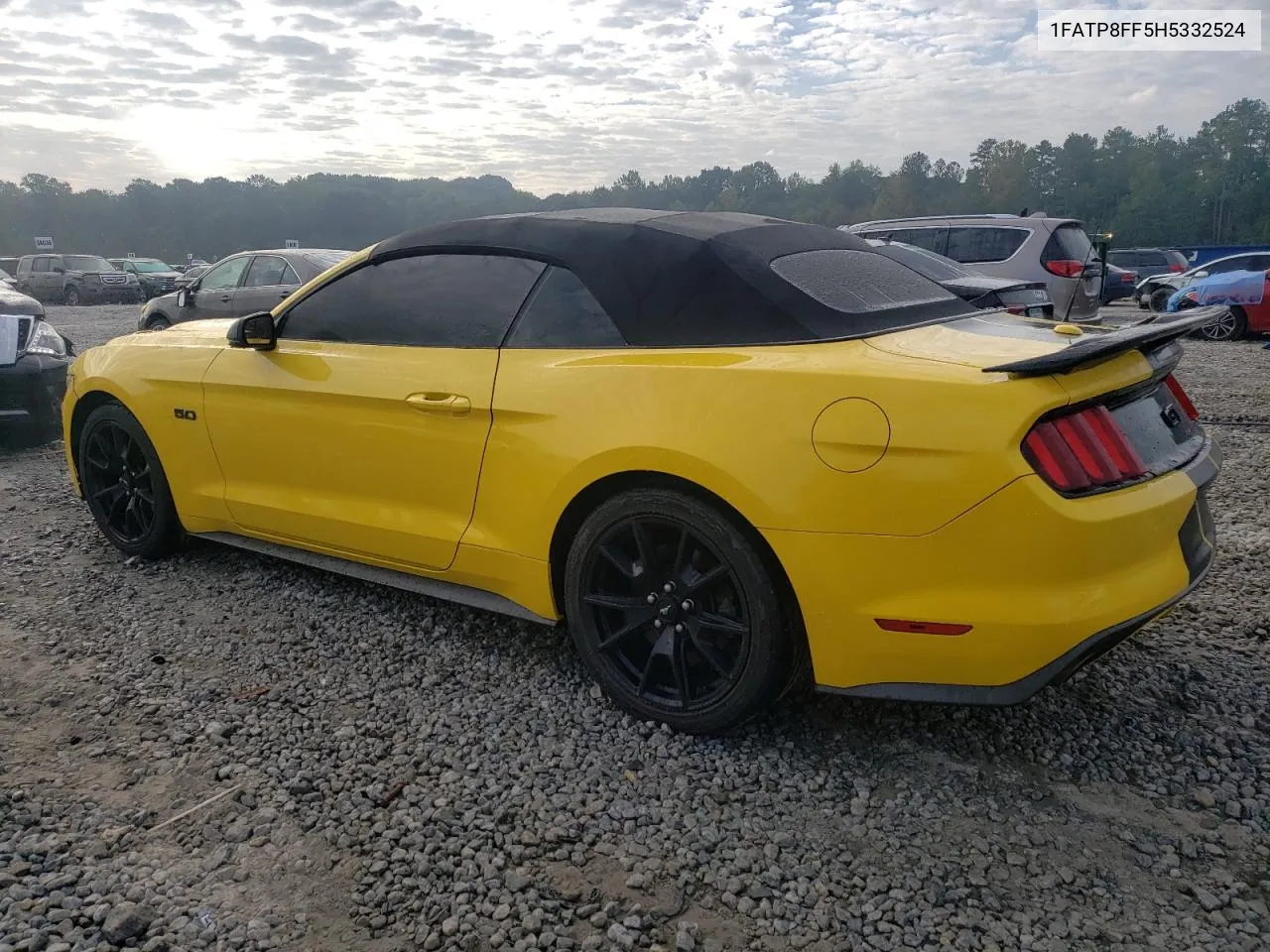 2017 Ford Mustang Gt VIN: 1FATP8FF5H5332524 Lot: 74504404