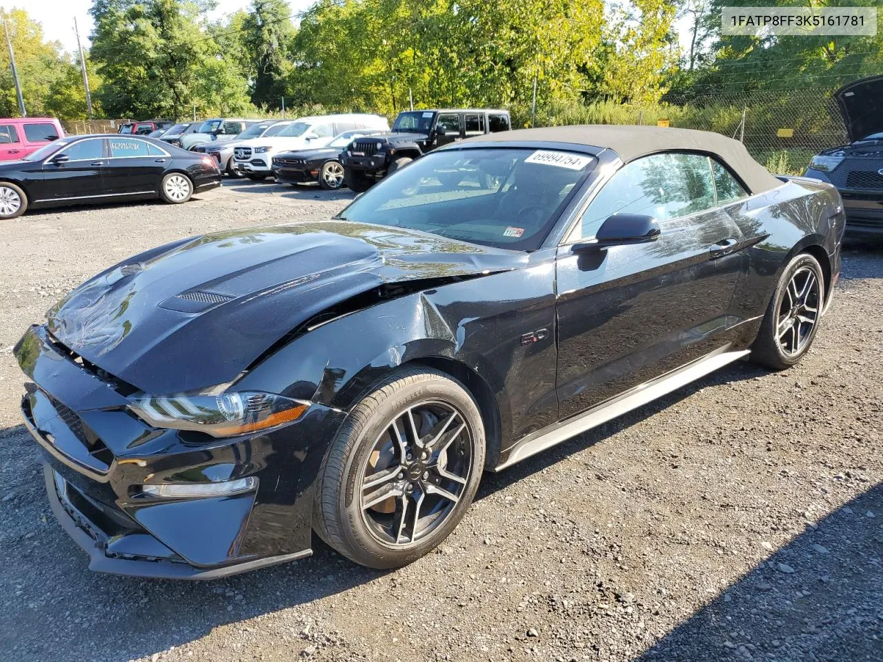 2019 Ford Mustang Gt VIN: 1FATP8FF3K5161781 Lot: 69994754