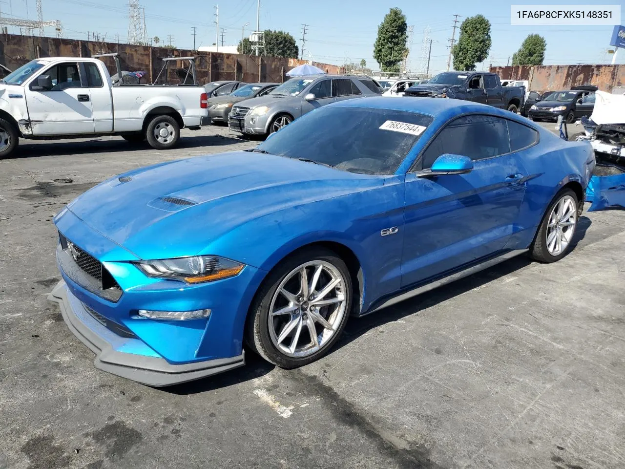 2019 Ford Mustang Gt VIN: 1FA6P8CFXK5148351 Lot: 76837544