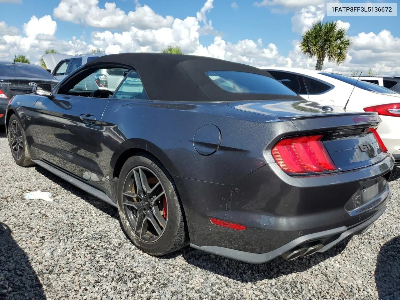 2020 Ford Mustang Gt VIN: 1FATP8FF3L5136672 Lot: 73727094