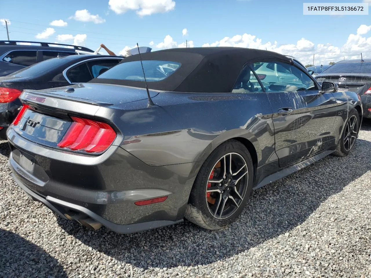 2020 Ford Mustang Gt VIN: 1FATP8FF3L5136672 Lot: 73727094