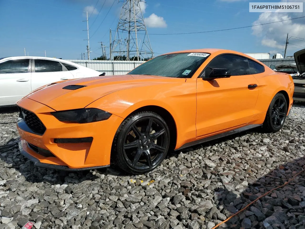 2021 Ford Mustang VIN: 1FA6P8TH8M5106751 Lot: 72856094