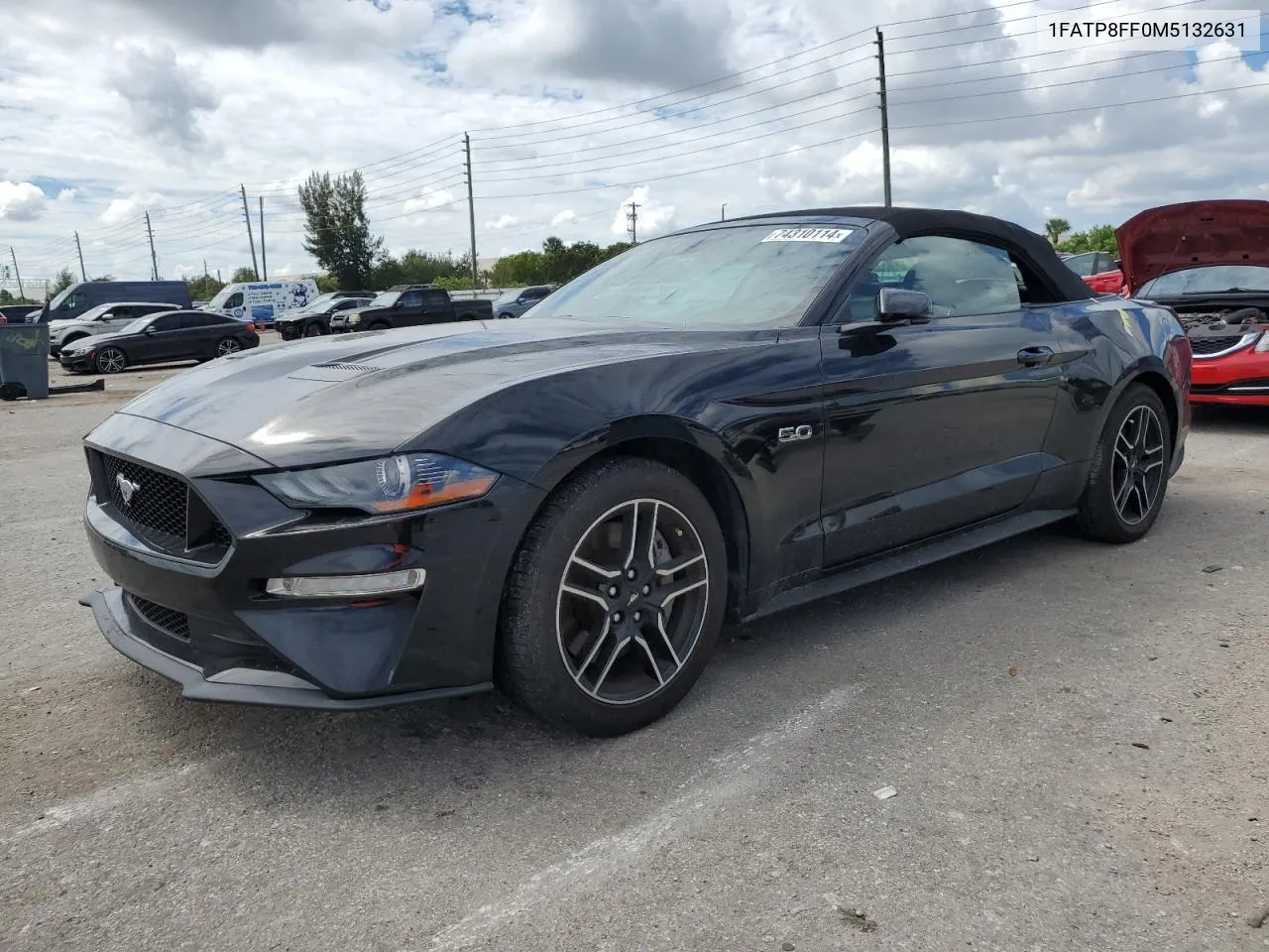 2021 Ford Mustang Gt VIN: 1FATP8FF0M5132631 Lot: 74310114