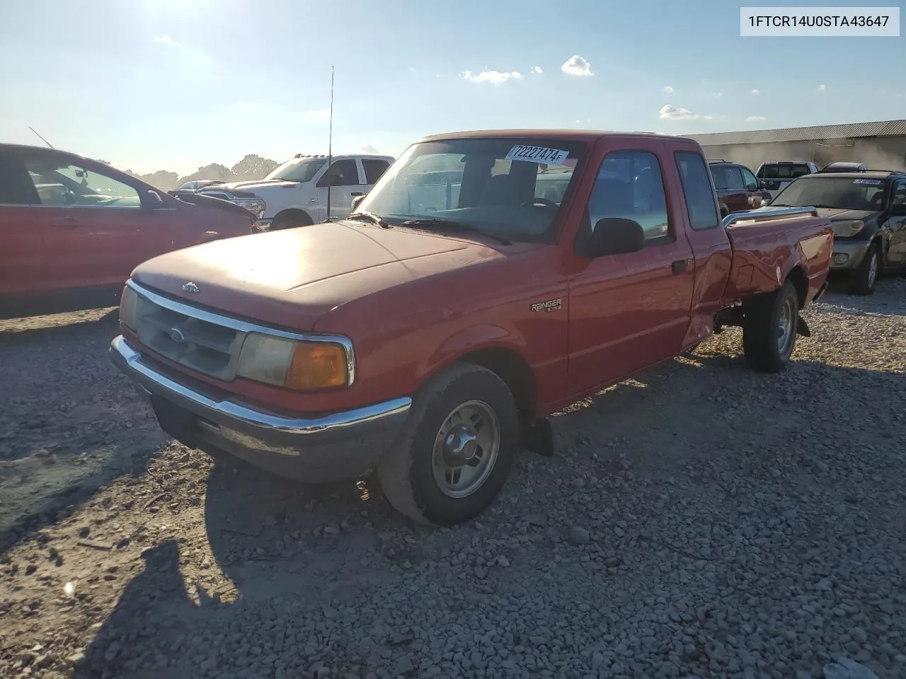 1995 Ford Ranger Super Cab VIN: 1FTCR14U0STA43647 Lot: 72227474