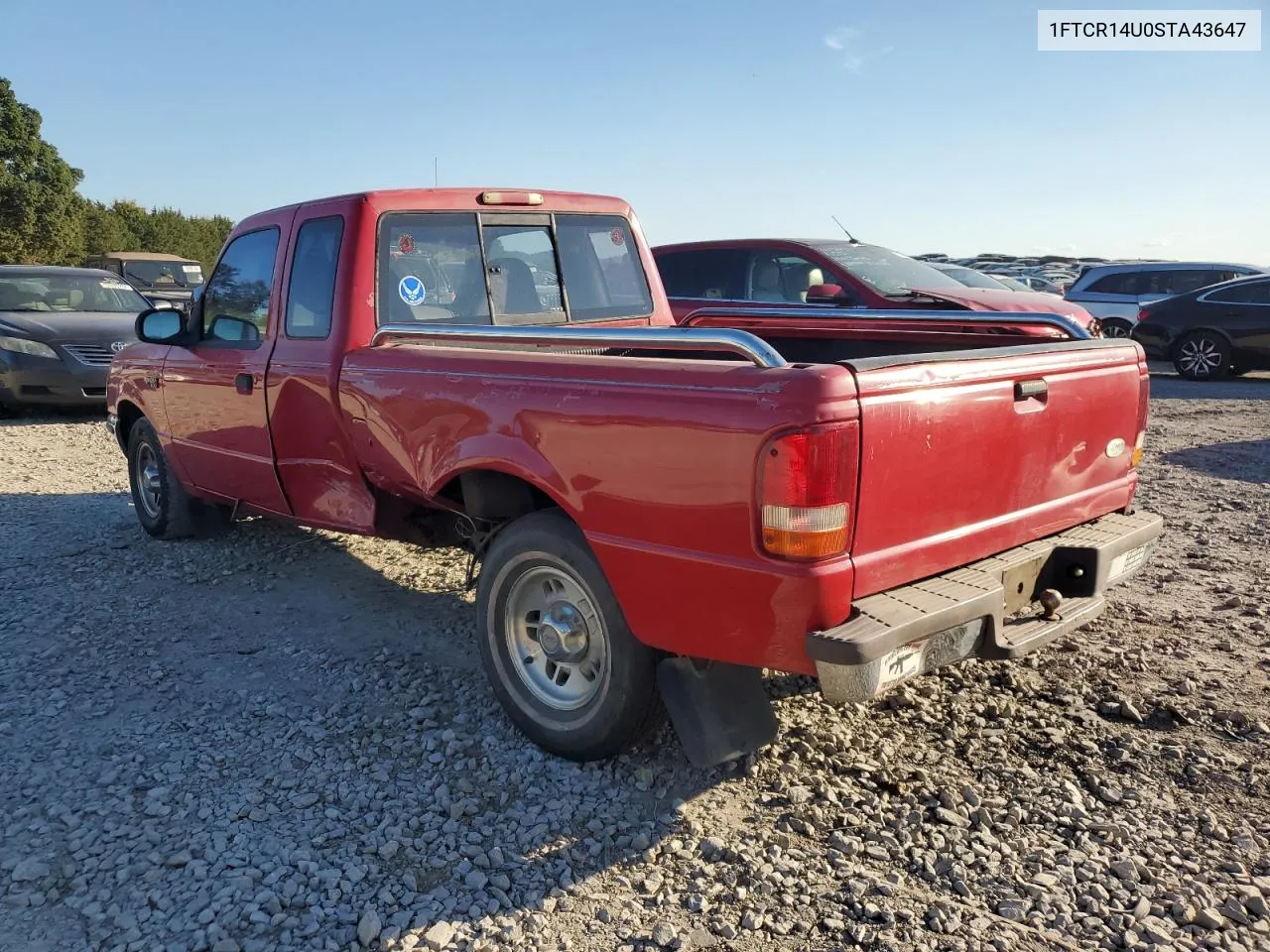 1995 Ford Ranger Super Cab VIN: 1FTCR14U0STA43647 Lot: 72227474