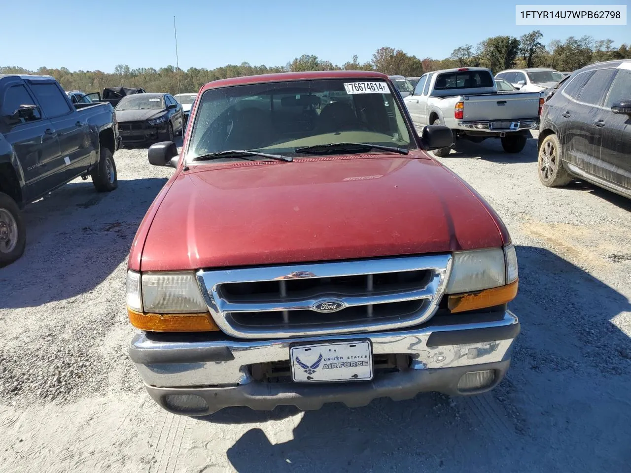 1998 Ford Ranger Super Cab VIN: 1FTYR14U7WPB62798 Lot: 76674614