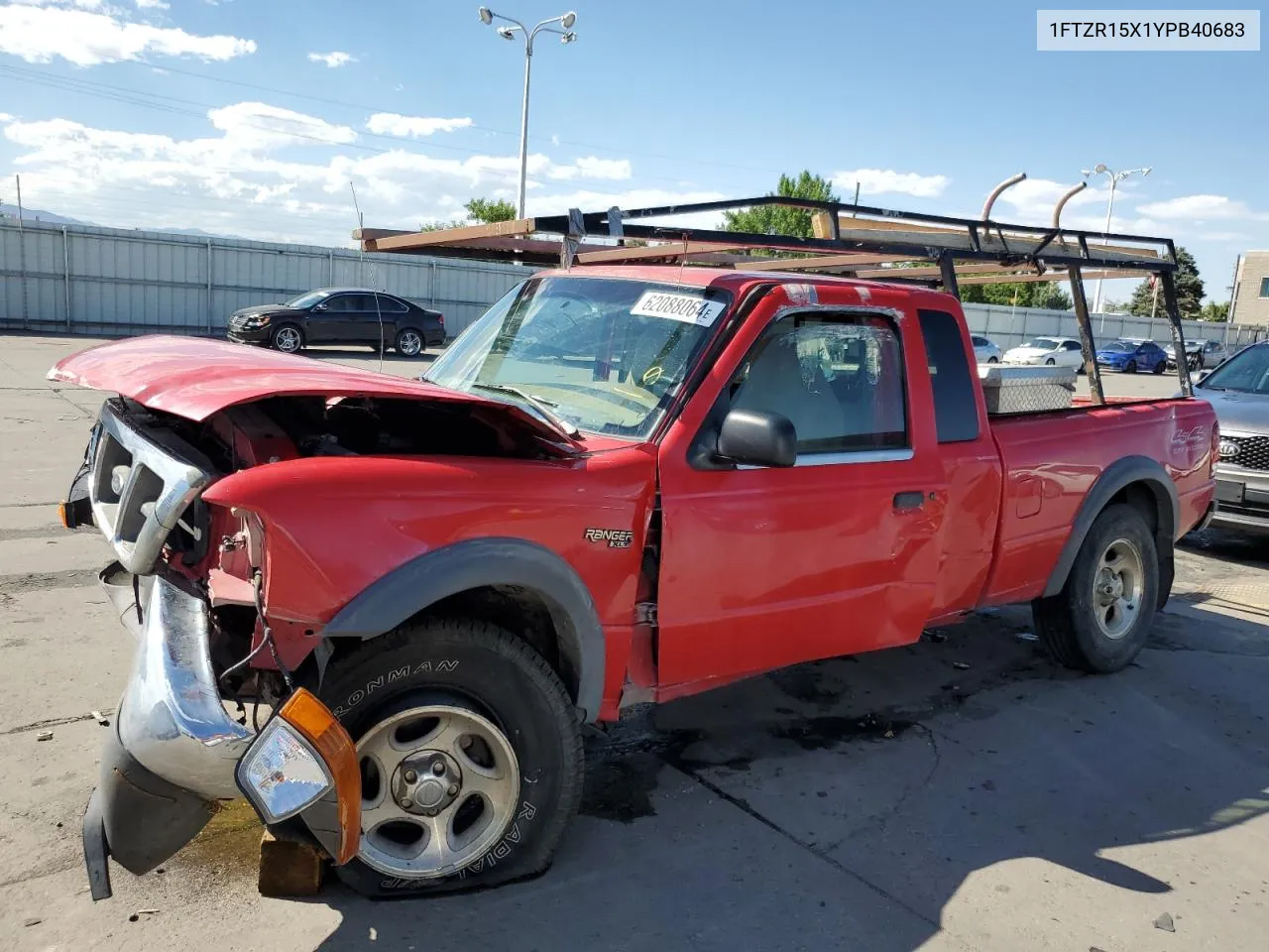 2000 Ford Ranger Super Cab VIN: 1FTZR15X1YPB40683 Lot: 62088064