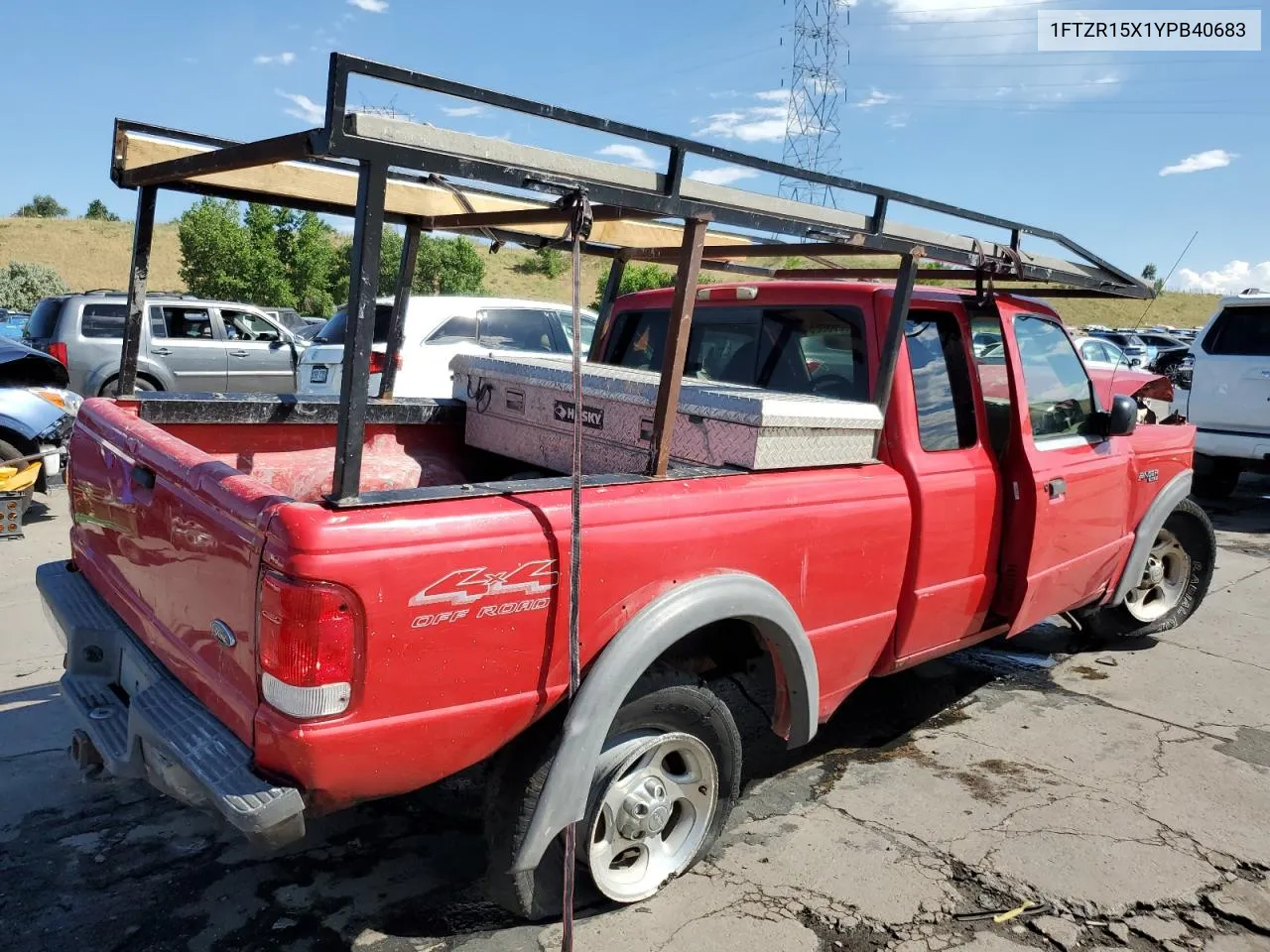 2000 Ford Ranger Super Cab VIN: 1FTZR15X1YPB40683 Lot: 62088064