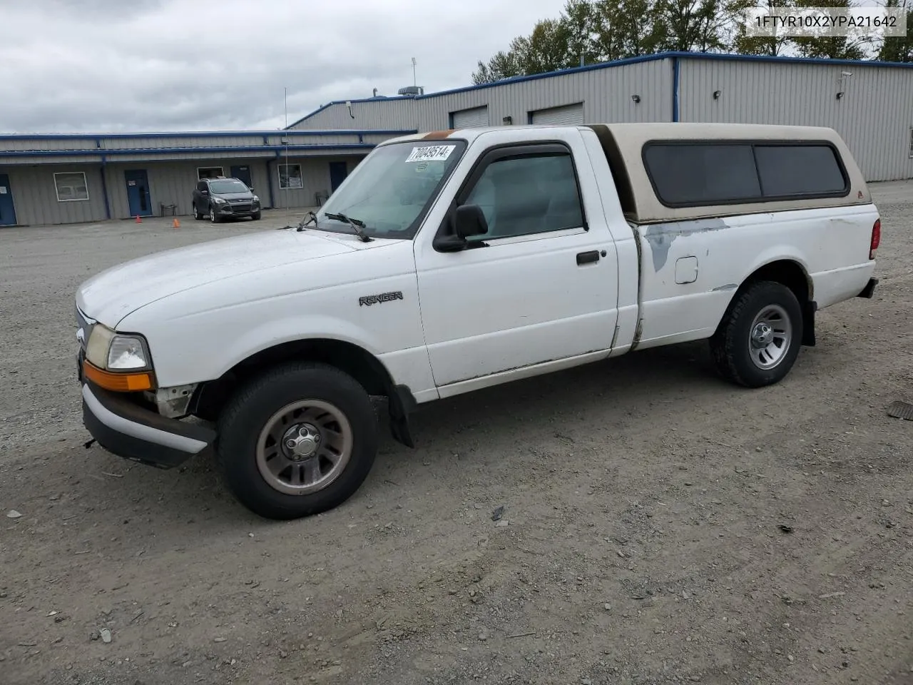 2000 Ford Ranger VIN: 1FTYR10X2YPA21642 Lot: 70049514