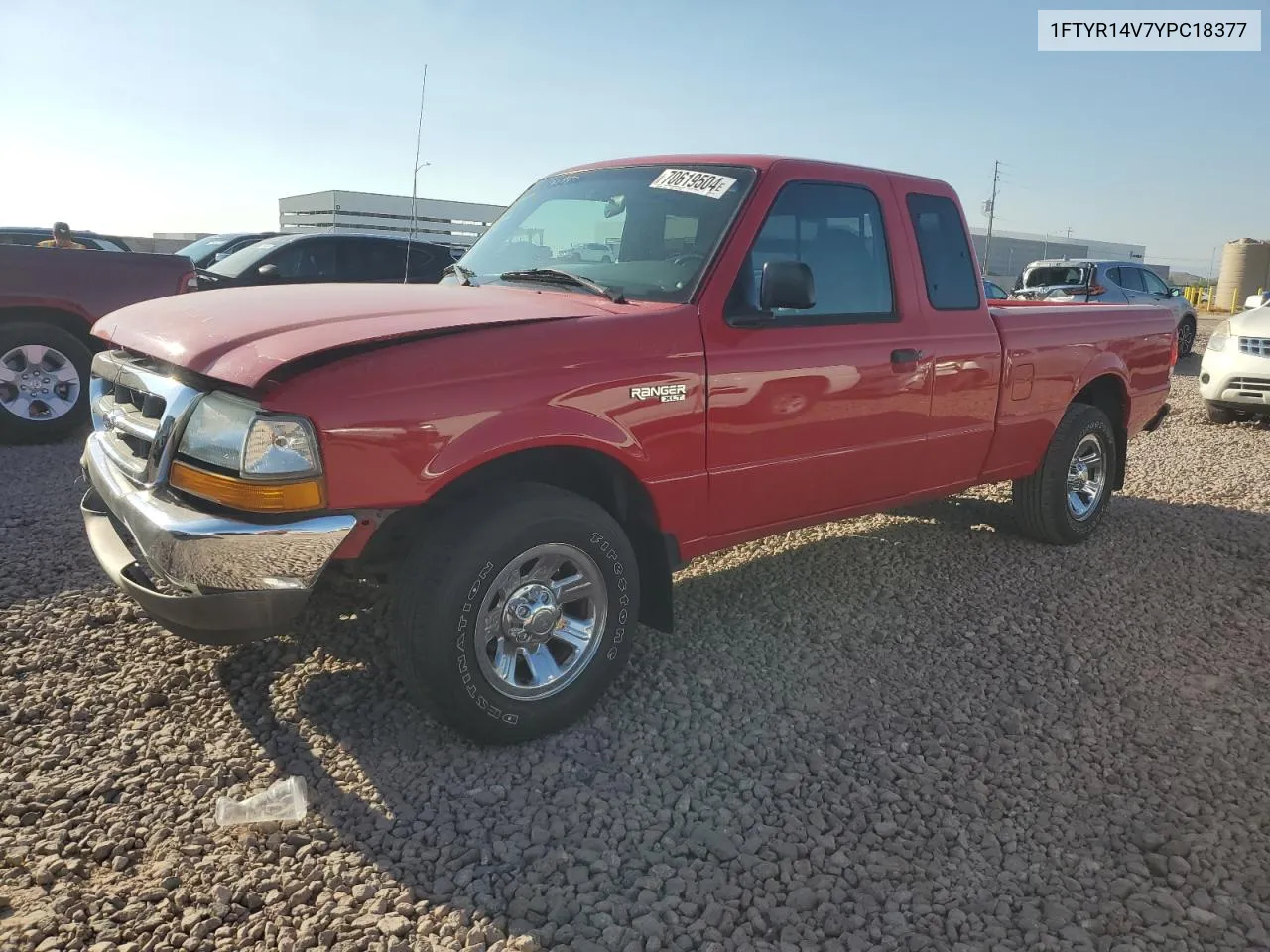 2000 Ford Ranger Super Cab VIN: 1FTYR14V7YPC18377 Lot: 70619504